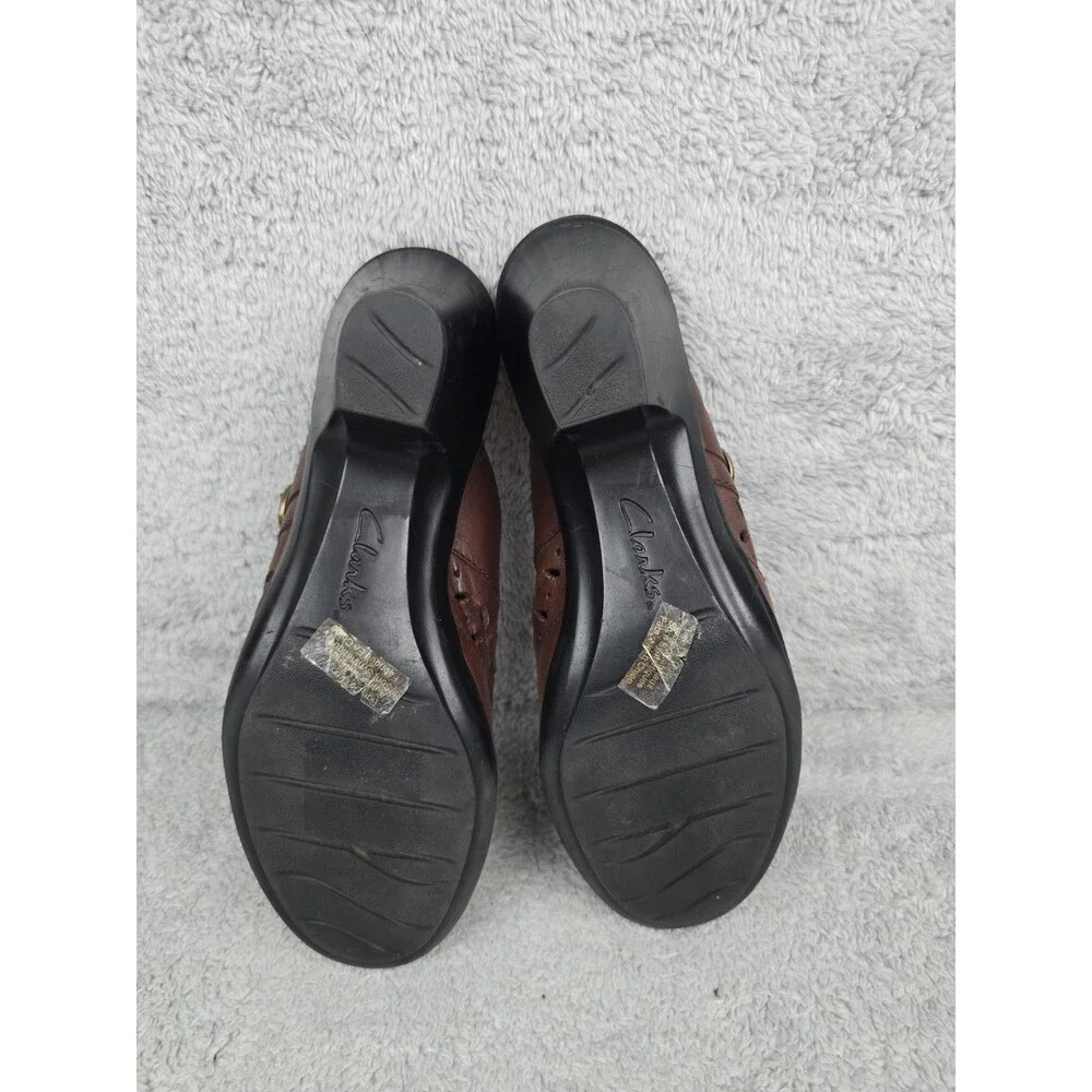 Clarks Bendables Leather Clogs Brown womens Lightweight 85676 sz 10M slides